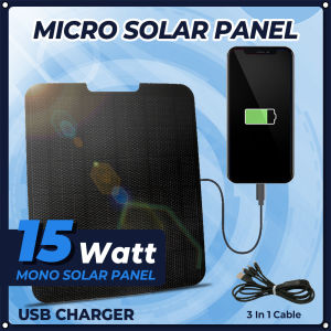 15W Outdoor Camera Solar Panel 5V USB Solar Panel Charger IP67 Waterproof High Monocrystalline for Camping Picnic