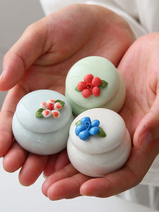 Hộp Đựng Trà Mini Bằng Gốm Sứ Phấn Trang Điểm Son Môi Phấn Má Hồng Phấn Ngọc Trai Chai Kín Thuốc Viên Nước Hoa Thủ Công Màu Be