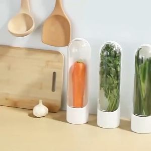 Herb fresh-keeping cup vegetable storage box anti-pressure water storage asparagus refrigerator storage cup crisp-keeping box transparent