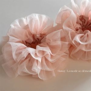 Pink Handmade Heavy Embroidery Lace Princess Style Ballet Series Hair Ties Elastic Bands Hair Accessories for Women