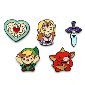Bandai | 5pcs Kawaii Master Sword Enamel Lapel Pins Set Anime Themed Brooch Badges for Jackets Bags Collectible Gift for Gamers