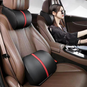 1pc Car Headrest/1pc Lumbar Pillow 100% High Rebound Imported Memory Foam Car Neck Pillow Waist Support High End Car Seat Pillow