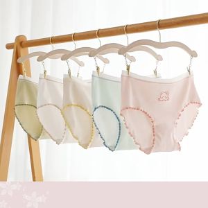 5Pcs/set Macaron Color Girl Underwear Mid-waist Breathable Cotton Briefs Women Panties Girl Clothes Women Underwear