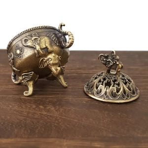 Mini Elephant Three Leg Incense Burner Sandalwood Metal Home Office Decor Therapeutic Incense Holder for Relaxation