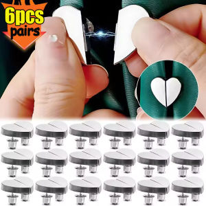 Polocat ผ้าม่าน6คู่คลิปแม่เหล็กเล็บรูปหัวใจอุปกรณ์ปุ่มม่านสามารถถอดออกได้ฟรีผ้าม่านหน้าต่างหัวเข็มขัด