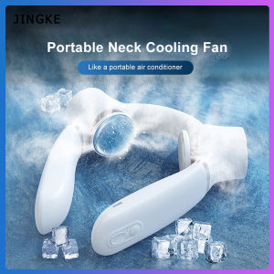 พัดลมคล้อง JINGKE พัดลมชาร์จไฟได้ Kipas Angin Gantung 4000 มิลลิแอมป์ USB พัดลม คอแบบไม่มีใบพกพา สำหรับการตั้งแคมป์กีฬาและการทำงานของครอบครัว