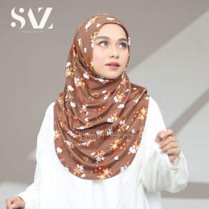 SAZ So-Kindly Coquette Ribbon Floral Ribbed Instant Hijab