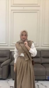 Hyeri Set 2in1 Bahan Linen Setelan Wanita Yang Lagi Viral Remaja Oneset Wanita Korean Style Hijab