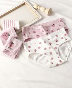 Set 5 Quần lót cute nữ cotton kháng khuẩn hoạ tiết dâu tây Sanri 326