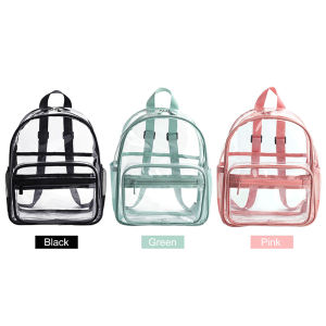 MOJOYCE กระเป๋าเป้สะพายไหล่ใส PVCกระเป๋านักเรียนมีมือจับด้านบนกระเป๋ากันน้ำ