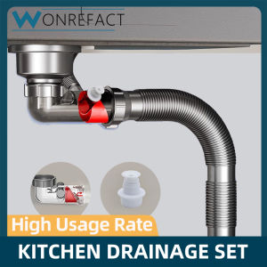 Kitchen Sink Drain Pipe Fittings Single Tank Set Sink Anti Odor Universal Drain Pipe Complete Set单槽套装