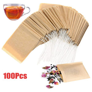 100Pcs Teabags Biodegradable Paper Tea Bag Drawstring Eco-Friendly Filter Empty Tea Bags Loose Leaf Herbal Medicine