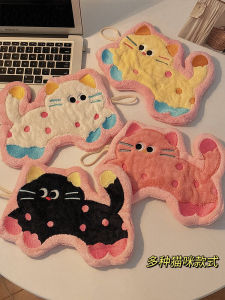 Thickened Hand Towel Cat Design Super Absorbent Wall Hanging Bathroom Kitchen Towel High Aesthetic Value Personal Cleaning Tool