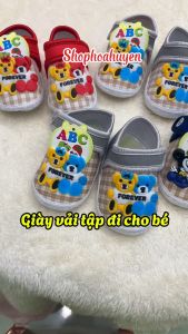 Giày vải tập đi cho bé trai bé gái sơ sinh 5 tháng đến 12 tháng tuổi Họa tiết hình thú siêu xinh - Dép tập đi cho bé