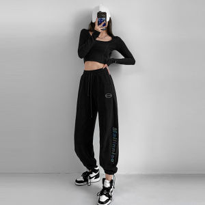 กางเกงลำลองขาบานเอวสูงสไตล์แจ๊สสำหรับผู้หญิง กางเกงขายาวลำลองฤดูร้อน กางเกงขายาวทรงหลวม กางเกงขายาวทรงสลิมสไตล์แจ๊สสำหรับฤดูใบไม้ร่วงและฤดูหนาว