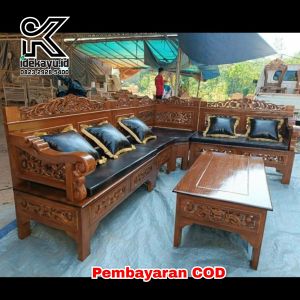 Kursi Tamu Sudut Bagong | Kursi Tamu Ukiran Minimalis | Kursi Tamu Jati Murah