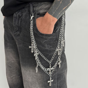 PuRui 2 Style Multi-layer Punk Rock Cross Star Pendant Jeans Pants Chain Women Men Stylish Hip-hop Daily Party Steampunk Jewelry