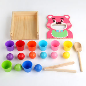 Color Classification Cognitive Feeding Game for Children Early Education Chopsticks Spoon Wooden Toys Intelligence Training 2 Years+