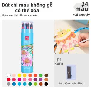 deli | Bút Chì Màu 24 Màu Có Đầu Tẩy