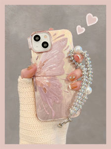 Applicable to Apple 14 Phone Case Iphone15promax Feather Pattern Butterfly 13 Fancy Niche Style 12 Trending Women 11 Minimalist New Arrival 12pro Super Hot 13pro Phone Case Lanyard
