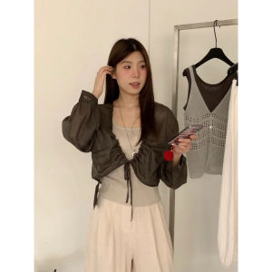 ZHILU | Drawstring Chiffon UV Protection Shirt Womens Summer New Fashion Asymmetric Lightweight Breathable