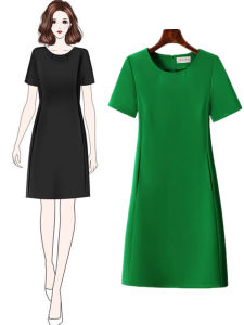 Belly-Covering Dress Short Sleeve Womens Summer Business Womens Clothing Mid Length Long Length Skirt Silm Slimming A- line Skirt Plus Size Black Dress