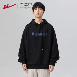 Warrior | Loose Fitted Black American Style Hooded Sweatshirt With Lining