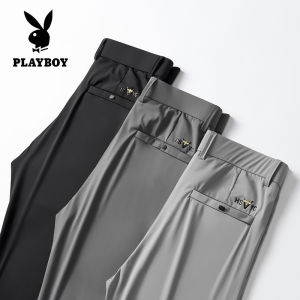 PLAYBOY Fashion Ice Silk Pants Casual Pants Summer Quick Dried Breathable Live Broadcast Ice Silk Shorts Sports Outdoor Youth Middle aged Pants Straight Tube Strap