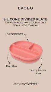 Ekobo Divided Plate with Suction Foot - Piring Silikon Bayi & Anak
