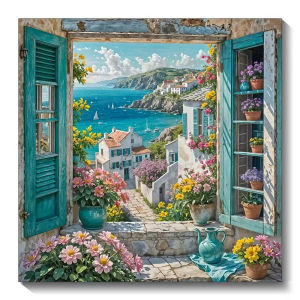 Seaside Town House Ship Landscape Scenery Jigsaw Puzzle 500/1024PCS Immersive Puzzle Game Calming Art Gift for Adults