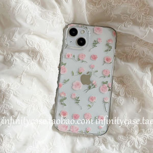 Delicate Rose Vintage Phone Case for 12/13PRO/XR/14PLUS Girls Soft TPU Protective Cover Ins Style Mobile Phone Shell