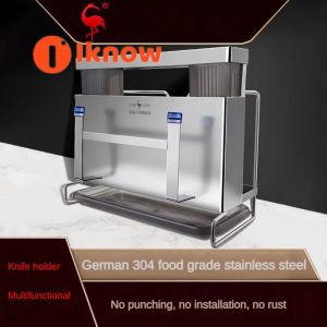 I know Stainless steel knife storage rack home wall-mounted no-hole chopper cutting board one knife rack