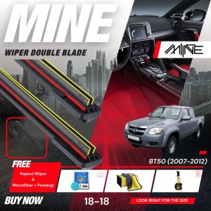 Wiper Frameless Double Blade MAZDA BT50 1Pasang FREE BONUS