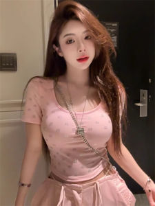 Áo Thun Tay Ngắn Màu Trơn Công Nghiệp Nặng Vai Rộng Cổ Chữ U Tay Ngắn Thấm Hút Mồ Hôi Mùa Hè Cotton Polyester Dài Vừa Phải