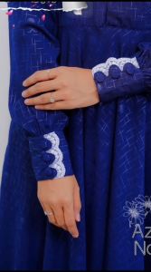 Gamis hermosa bahan wolfis embos motif azwa navy-gamis biru donker navy syari-gamis lebaran terbaru
