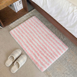 VIKAMA Minimalist Stripe Floor Mat Soft and Absorbent Bathroom Bath Mat Living Room Bedroom Entrance Non-Slip Carpet Home Decor