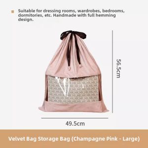 Transparent Suede Velvet Bag Storage Bag Luxury Leather Bag Protective Cover Moisture Proof Dust Bag Drawstring Handbag Organizer