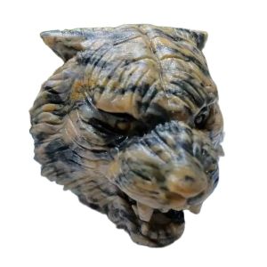 Natural Tiger Skin Jade Stone Tiger Head Crystal Carving Animal Figurine Healing Energy Reiki Gemstone Crafts For Christmas Gift