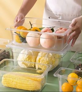 PC Food Storage Container with Lid 1/6 1/9 1/3 | 100cm Food Container for Fruits Toppings & Beverage Ingredients