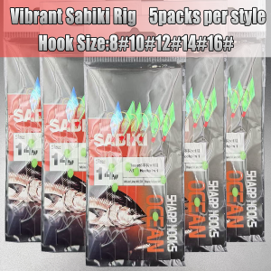 5Pack Vibrant Sabiki Rig Colorful bait Bionic bait with Luminous Beads Efficient mackerel fishing set fishing accessories