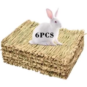Rabbit Grass Mats - Natural Hay Woven Bunny Rabbit Bad Cage Mats Pet Bedding Cooling Sleeping Nesting & Toys