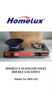 HIGH QUALITY HOMELUX Stainless Steel Body Double Gas Stove Cooker HDS-222 With Sirim High Flame Dapur Masak