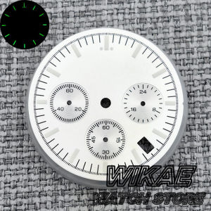 31.5mm VK63 Quartz Moon Watch Dial Black White Gray Dial  Suitable for VK63 movement modified watch parts With c3 green luminous