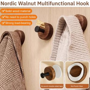 Nordic Walnut Multifunctional Hook Rustproof No Drilling Wall Hangers: Entrance Decoration Hook