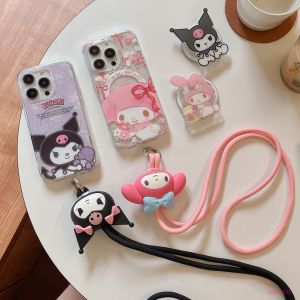 Cute Cartoon Miffy Kuroko Silicone Phone Case with Stand for  15ProMax 17New 16Womens Anti-Fall Magnetic Absorption