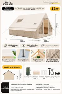 BEIANLANG | Auto Inflatable Black Tarp Tent Set for Outdoor Camping Waterproof and Insect-proof