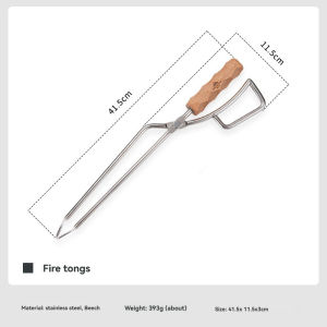 Campingmoon | CAMPINGMOON MS-42 Stainless Steel Folding Firewood Tongs Portable Outdoor Camping Charcoal Grabber Garden Tool for Fire Pit