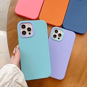 ⚡ พร้อมส่ง ⚡3 in 1 Liquid เคสประกบสีพื้นมาใหม่ เคสโทรศัพท์ For IPhone 11 13 15 16 14 12 Pro Max 6 8 7 Plus X XS Max XR กรอบ TPU นุ่มกันกระแทกยางแบบหนา