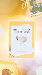 Sorry Youre Under The Weather Card Gentle Get Well Card Cute Cloud Design with Envelope