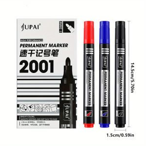 3 Colors Permanent Marker Pens – Quick-Drying Smudge-Proof & Wear-Resistant | Ideal for Note-Taking Office Stationery
